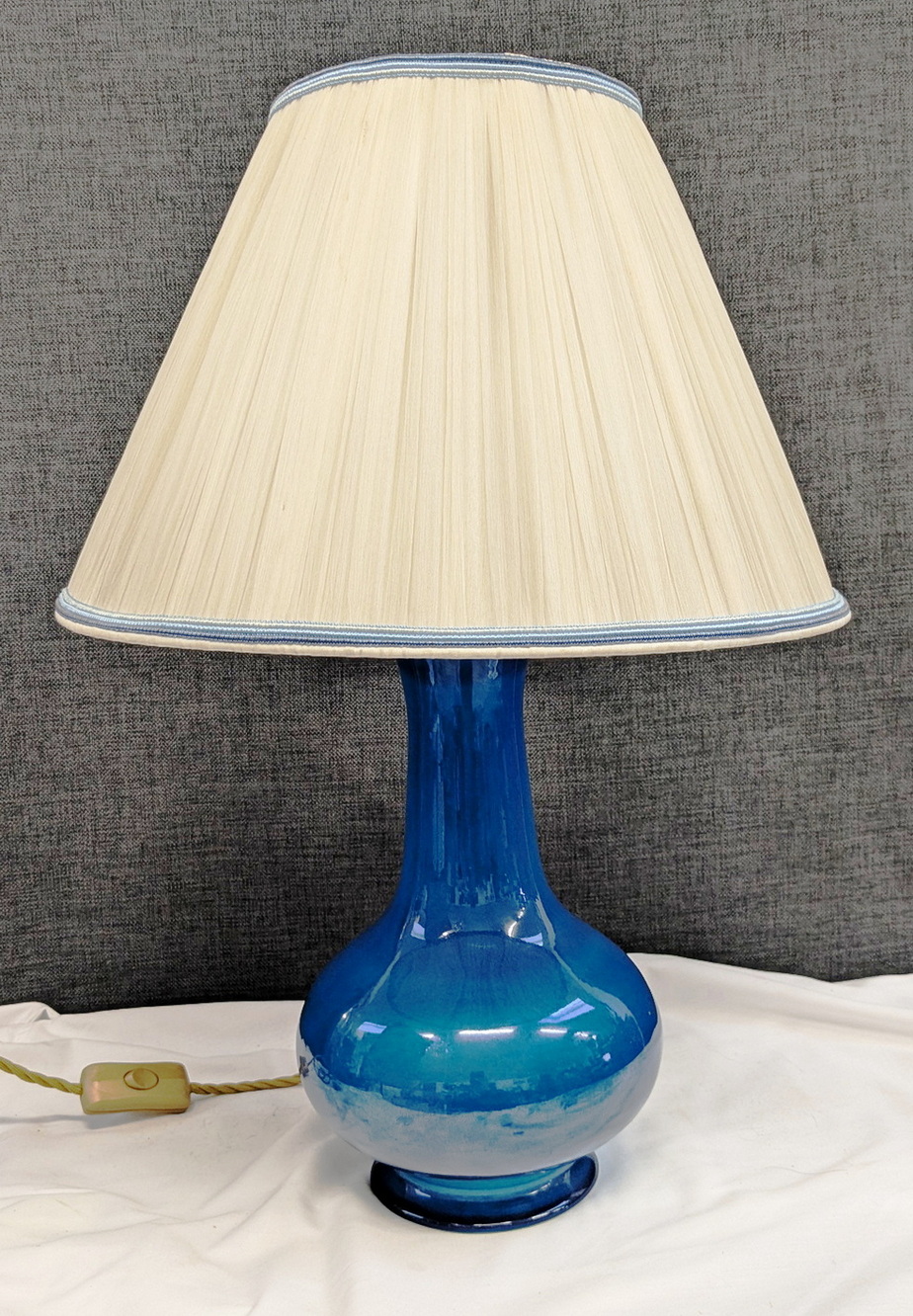 An elegant Cobalt Blue Majolica Lamp